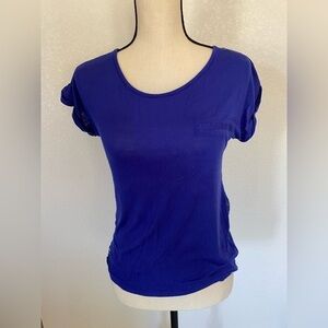Glitz Womens Blue T-Shirt Top Size M Back opening
